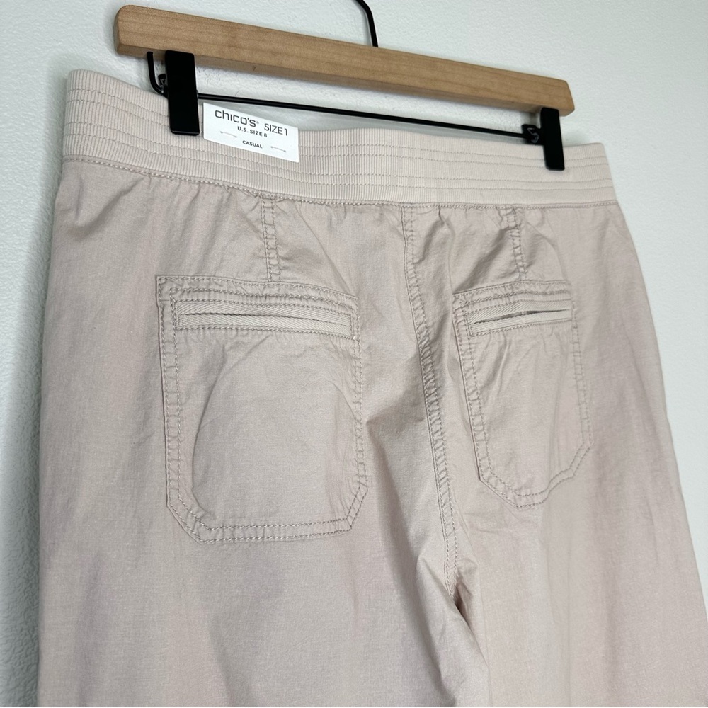 Chicos Convertible Poplin Cargo Pants Cropped Sz US 8 Beige Khaki Beachy Preppy - Picture 6 of 13